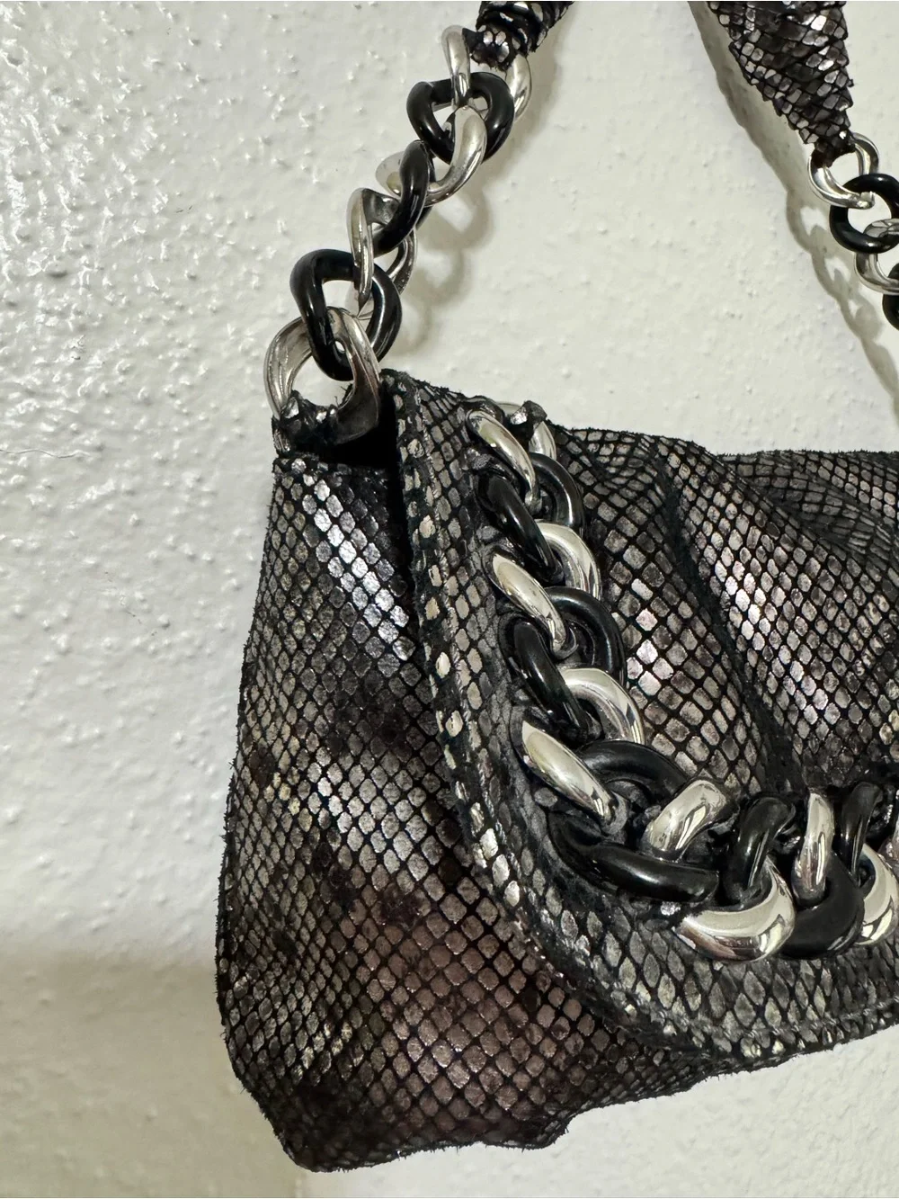 Michael Kors Metallic Black Chain Shoulder Bag